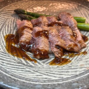 1.Rare Seared Tuna Cheek Steak Served with Onion Sauce (2 successful bidders)