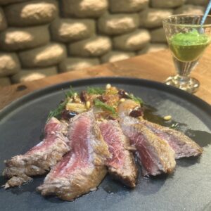 2.Seared Tuna Cheek Rare Steak with Summer Vegetable Tomato Stew, and Arugula Sauce (2 successful bidders)
